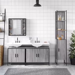Set Mobili da Bagno 4 pz Grigio Sonoma in Legno Multistratocod mxl 115766 - Vista aggiuntiva 3
