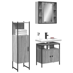 Set Mobili da Bagno 3 pz Grigio Sonoma in Legno Multistratocod mxl 117019