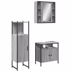 Set Mobili da Bagno 3 pz Grigio Sonoma in Legno Multistratocod mxl 117019 - Vista aggiuntiva 2