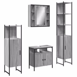 vidaXL Set Mobili da Bagno 4 pz Grigio Sonoma in Legno Multistrato - Vista aggiuntiva 2