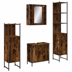 Set Mobili da Bagno 4 pz Rovere Fumo in Legno Multistratocod mxl 116045 - Vista aggiuntiva 2