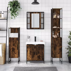 Set Mobili da Bagno 4 pz Rovere Fumo in Legno Multistratocod mxl 116045 - Vista aggiuntiva 3