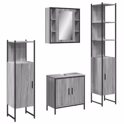 Set Mobili da Bagno 4 pz Grigio Sonoma in Legno Multistratocod mxl 92076 - Vista aggiuntiva 2