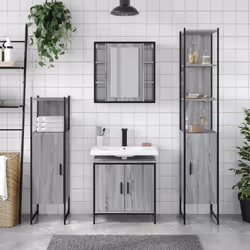 Set Mobili da Bagno 4 pz Grigio Sonoma in Legno Multistratocod mxl 92076 - Vista aggiuntiva 3