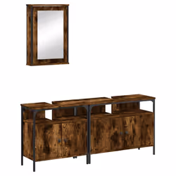 Set Mobili da Bagno 3 pz Rovere Fumo in Legno Multistratocod mxl 115861 - Vista aggiuntiva 2
