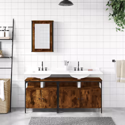 Set Mobili da Bagno 3 pz Rovere Fumo in Legno Multistratocod mxl 115861 - Vista aggiuntiva 3