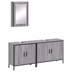 VidaXL 3214793, Grigio, Quercia, Legno, Acciaio, 300 mm, 600 mm, 3 pz