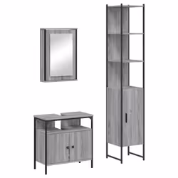 Set Mobili da Bagno 3 pz Grigio Sonoma in Legno Multistratocod mxl 115863 - Vista aggiuntiva 2