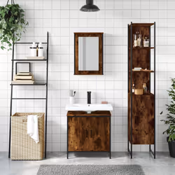 Set Mobili da Bagno 3 pz Rovere Fumo in Legno Multistratocod mxl 91873 - Vista aggiuntiva 3