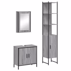 Set Mobili da Bagno 3 pz Grigio Sonoma in Legno Multistratocod mxl 116508 - Vista aggiuntiva 2