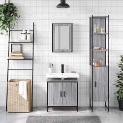 Set Mobili da Bagno 3 pz Grigio Sonoma in Legno Multistratocod mxl 116508 - Vista aggiuntiva 3