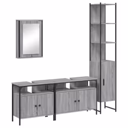 Set Mobili da Bagno 4 pz Grigio Sonoma in Legno Multistratocod mxl 115864 - Vista aggiuntiva 2