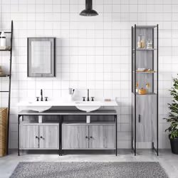 Set Mobili da Bagno 4 pz Grigio Sonoma in Legno Multistratocod mxl 115864 - Vista aggiuntiva 3