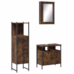 Set Mobili da Bagno 3 pz Rovere Fumo in Legno Multistratocod mxl 115559 - Vista aggiuntiva 2