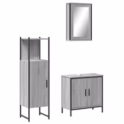 VidaXL 3214823, Grigio, Quercia, Legno, Acciaio, 330 mm, 330 mm, 1205 mm, 3 pz
