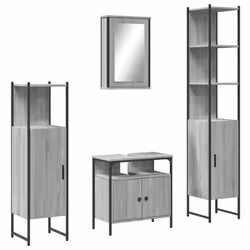 Set Mobili da Bagno 4 pz Grigio Sonoma in Legno Multistratocod mxl 93078 - Vista aggiuntiva 2