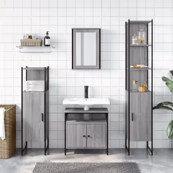 Set Mobili da Bagno 4 pz Grigio Sonoma in Legno Multistratocod mxl 93078 - Vista aggiuntiva 3