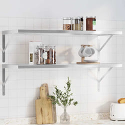 vidaXL Mensole a Muro 2 pz 100x40x3 cm Argento in Acciaio Inossidabile