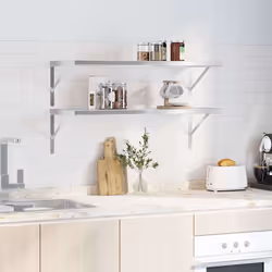 vidaXL Mensole a Muro 2 pz 100x40x3 cm Argento in Acciaio Inossidabile - Vista aggiuntiva 3