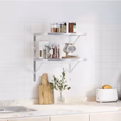 vidaXL Mensole a Muro 2 pz 50x40x3 cm Argento in Acciaio Inossidabile - Vista aggiuntiva 3