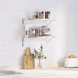 vidaXL Mensole a Muro 2 pz 50x23,5x3cm Argento in Acciaio Inossidabile - Vista aggiuntiva 3