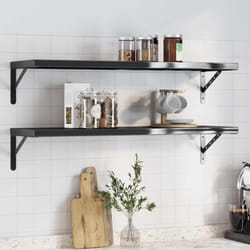 Mensole a Muro 2 pz 100x30x3 cm Nero in Acciaio Inossidabile Vidaxl 382847