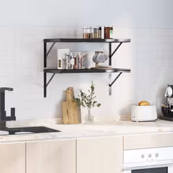 vidaXL Mensole a Muro 2 pz 75x40x3 cm Nero in Acciaio Inossidabile - Vista aggiuntiva 3