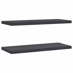 vidaXL Mensole a Muro 2 pz 75x30x3 cm Nero in Acciaio Inossidabile - Vista aggiuntiva 2