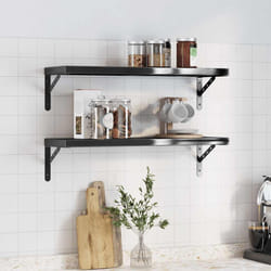 vidaXL Mensole a Muro 2 pz 75x23,5x3 cm Nero in Acciaio Inossidabile