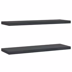 vidaXL Mensole a Muro 2 pz 75x23,5x3 cm Nero in Acciaio Inossidabile - Vista aggiuntiva 2