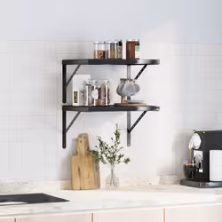 vidaXL Mensole a Muro 2 pz 50x40x3 cm Nero in Acciaio Inossidabile - Vista aggiuntiva 3