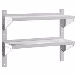 vidaXL Mensola a Muro 2 Ripiani 75x23,5x60cm Argento in Acciaio Inox - Vista aggiuntiva 2
