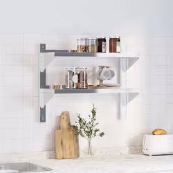 vidaXL Mensola a Muro 2 Ripiani 75x23,5x60cm Argento in Acciaio Inox - Vista aggiuntiva 3