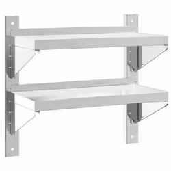 vidaXL Mensola a Muro 2 Ripiani 50x23,5x48cm Argento in Acciaio Inox - Vista aggiuntiva 2