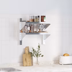 vidaXL Mensola a Muro 2 Ripiani 50x23,5x48cm Argento in Acciaio Inox - Vista aggiuntiva 3