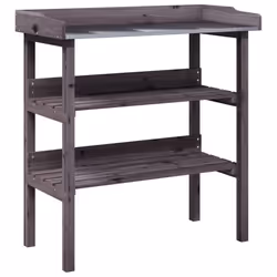 Tavolo Piante Ripiani Grigio 78x38x,82,5cm Legno Massello Abetecod mxl 111353 - Vista aggiuntiva 2