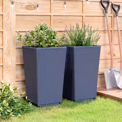 Fioriere da Giardino 2 pz Grigie 32,5x32,5x57 cm in PPcod mxl 90090 - Vista aggiuntiva 3