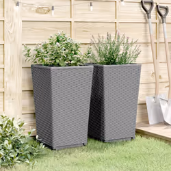 Fioriere da Giardino 2 pz Grigio Chiaro 32,5x32,5x57 cm in PPcod mxl 114090 - Vista aggiuntiva 3
