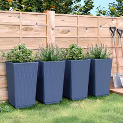 Fioriere da Giardino 4 pz Grigie 32,5x32,5x57 cm in PPcod mxl 114092 - Vista aggiuntiva 3