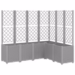 vidaXL Fioriera Giardino con Graticcio Grigio Chiaro 160x120x140 cm PP - Vista aggiuntiva 2