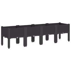 Fioriera da Giardino con Gambe Nera 160x40x42 cm in PPcod mxl 91349 - Vista aggiuntiva 2