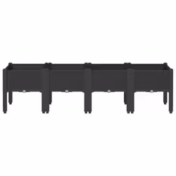 Fioriera da Giardino con Gambe Nera 160x40x42 cm in PPcod mxl 91349 - Vista aggiuntiva 3