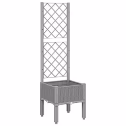 Fioriera da Giardino con Graticcio Grigio Chiaro 40x40x142cm PPcod mxl 91662 - Vista aggiuntiva 2