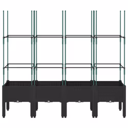 Fioriera da Giardino con Traliccio Nera 160x40x142,5 cm in PPcod mxl 115913 - Vista aggiuntiva 3