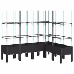 Fioriera da Giardino con Traliccio Nera 160x120x142,5 cm in PPcod mxl 117116 - Vista aggiuntiva 2