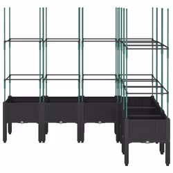 Fioriera da Giardino con Traliccio Nera 160x120x142,5 cm in PPcod mxl 117116 - Vista aggiuntiva 3