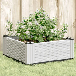 vidaXL Fioriera da Giardino con Picchetti Bianca 42,5x42,5x28,5 cm PP