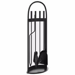 vidaXL Set di attrezzi per camino 5 pezzi 23x15x66 cm in acciaio - Vista aggiuntiva 2
