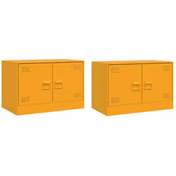vidaXL Mobili TV 2 pz Giallo Senape 67x39x44 cm in Acciaio - Vista aggiuntiva 2