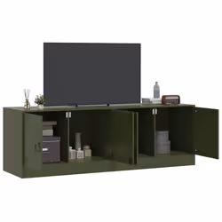 vidaXL Mobili TV 2 pz Verde Oliva 67x39x44 cm in Acciaio - Vista aggiuntiva 3